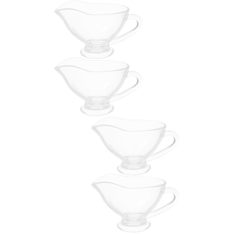 4 Pcs Glass Gravy Sauce Boat with Handle Clear Gravy Dish Coffee Creamer Pitcher Mini Sauce Jug - Image 1