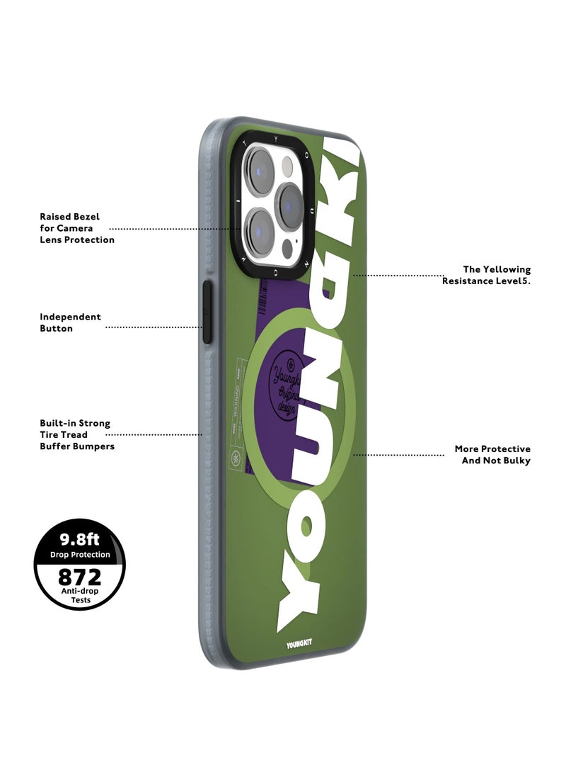 YOUNG KIT Young Kit Colorful Anti-Drop Magsafe Apple iPhone 15 Pro Max Case - Green  Color  - Image 2