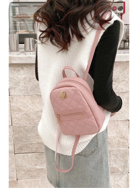 Backpack women pu leather shoulder small backpack multi-function ladies phone pouch pack ladies school backpack bags for women ( Pink )