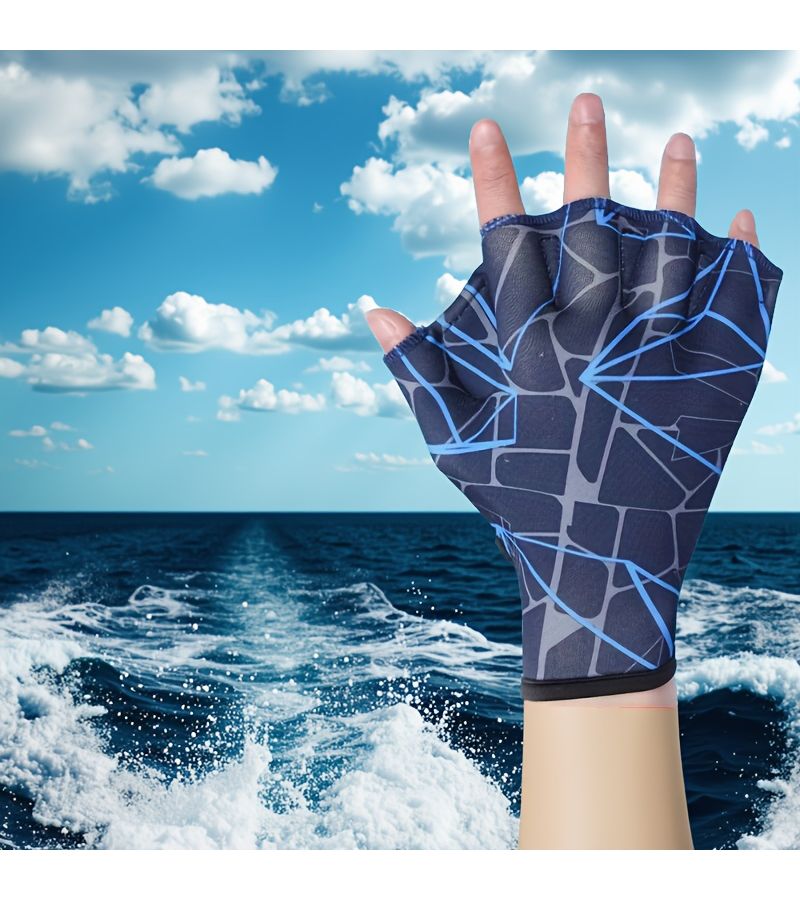 1 Orange Geometric Pattern Surfing Gloves For Diving Snorkeling Top Quality Nylon Rubber Blend Aquatic Gear - Image 1