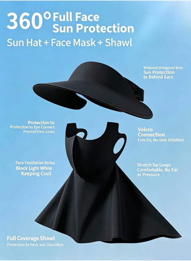 INSENSE Ice Silk Sun Protection Set - UPF 50+ Cooling Face Mask, Full Coverage Sun Hat & Neck Cover Shawl, Breathable & Anti-UV for Outdoor Driving - Image 2
