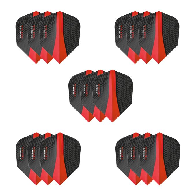 Harrows Retina Dart Flights | 5 x sets Darts Flights (15 Flights Total) I 100 Micron Dart Flights I Premium Extra Strong Made in UK I Professional Darts Accessories I Red Dart Flights - Image 1