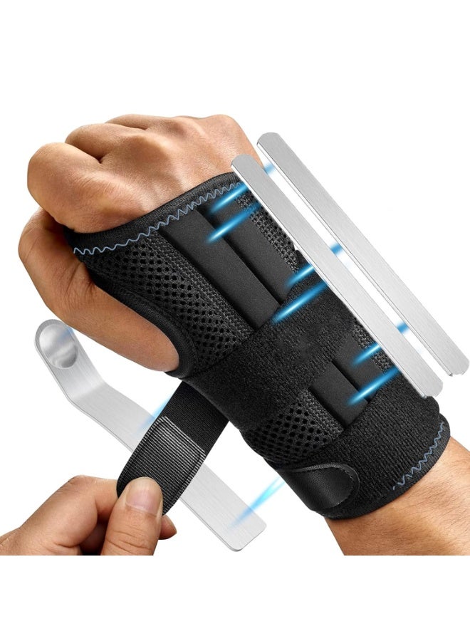 Bukela Wrist Support with 3 Metal Splints, Day Night Carpal Tunnel Wrist Splint for Men Women, Wrist Splint for Tendonitis Arthritis Pain Relief, Sprained, Sports Protect (Right, L) - Image 1