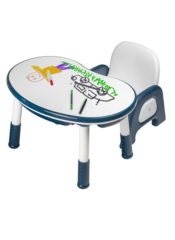 Children Table with Chair, 2in1 Table with 2 baskets, Multi-functional Building Block Table, Learning Eating Table with adjustable legs, Liftable Game Desk, Children Educational Furniture