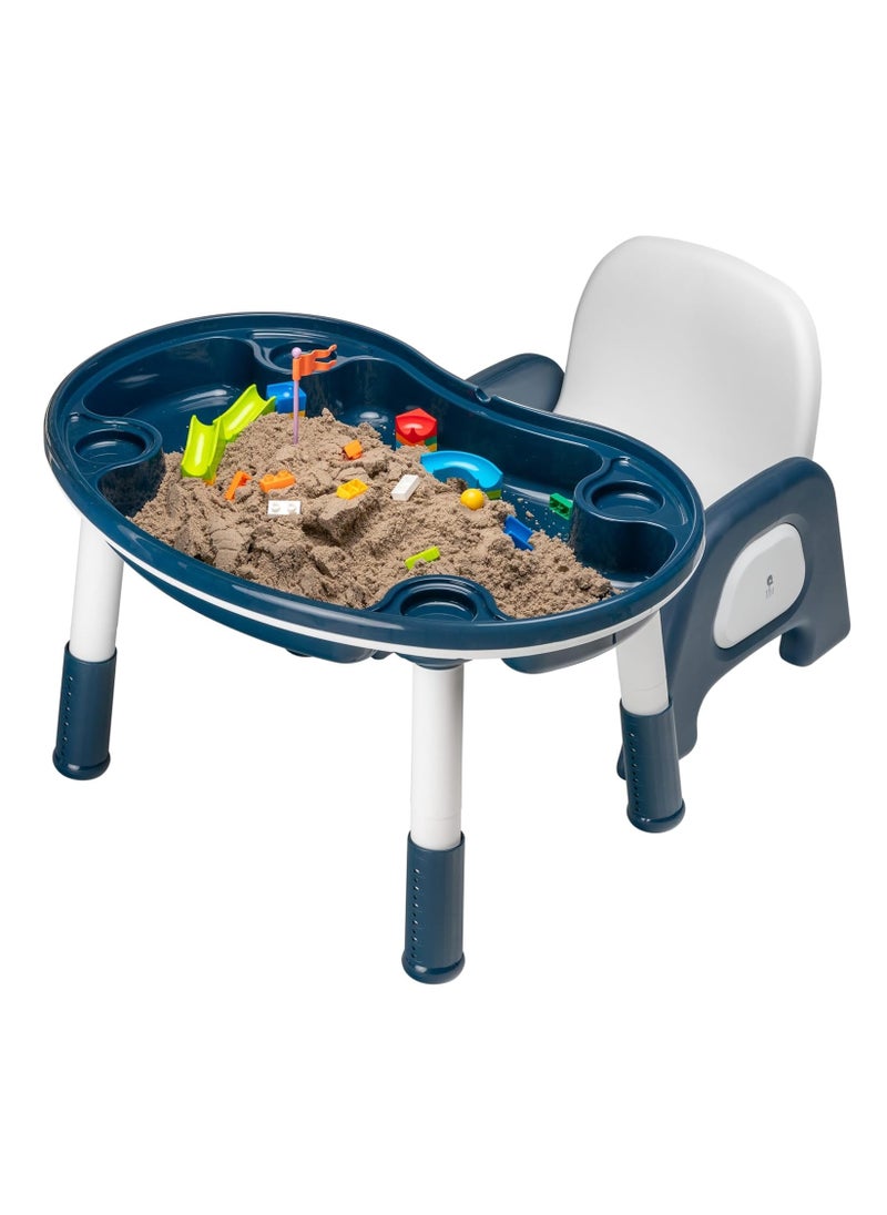 Children Table with Chair, 2in1 Table with 2 baskets, Multi-functional Building Block Table, Learning Eating Table with adjustable legs, Liftable Game Desk, Children Educational Furniture