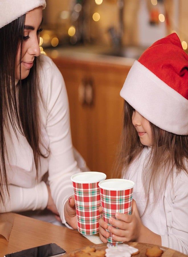 JarThenaAMCS 50Pcs Christmas Plaid Paper Cups Xmas Red Green Checkered Disposable Cups for Cold Hot Drinks Wedding Birthday Holiday Party Table Decor Supplies, 9 Oz - Image 4