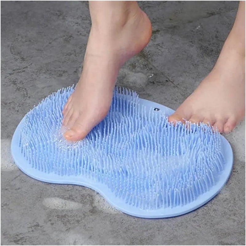 Multifunctional Foot Washing and Rubbing Board for Lazy People Anti Slip Bathing Back Bathtub Accessories(Blue) - Image 1