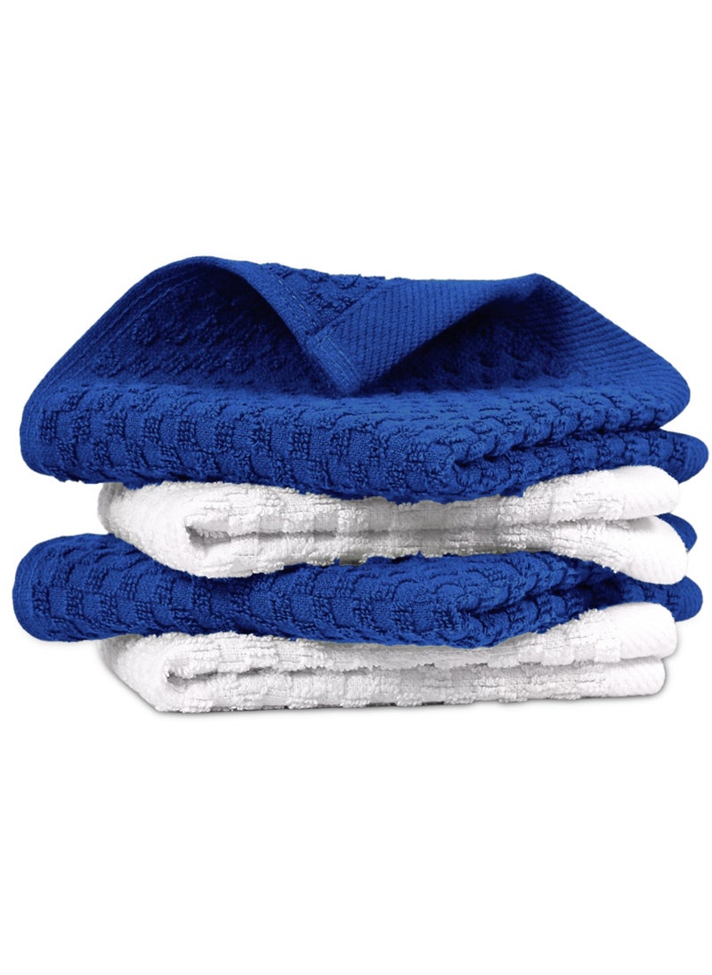 Infinitee Xclusives Infinitee Xclusives Premium Dish Towels - Blue [Pack of 4] 100% Cotton 33cm x 33cm Dish Cloth - Absorbent Tea Towels - Terry Kitchen Dishcloth Towels for Household Cleaning  - Image 1