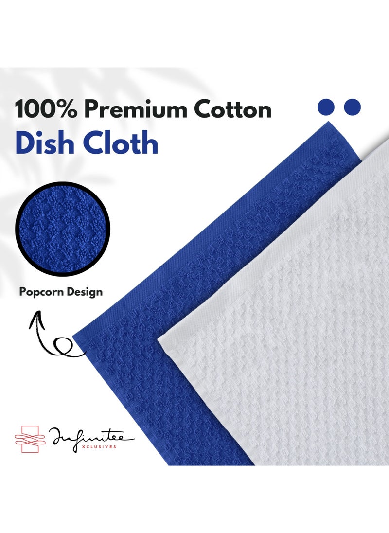 Infinitee Xclusives Infinitee Xclusives Premium Dish Towels - Blue [Pack of 4] 100% Cotton 33cm x 33cm Dish Cloth - Absorbent Tea Towels - Terry Kitchen Dishcloth Towels for Household Cleaning  - Image 5