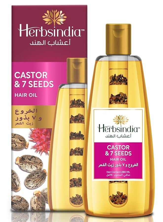 Herbsindia Castor & 7Seeds Hair Oil 280Ml - Image 1
