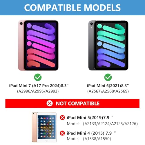 TaIYanG Keyboard Case for iPad mini 7 A17 Pro 2024 & Mini 6,7 Color Backlit Trackpad Keyboard Case for iPad mini 6th Generation 2021 8.3-inch,360° Rotatable Slim Cover for iPad mini 7th Gen,Ocean Blue - Image 2