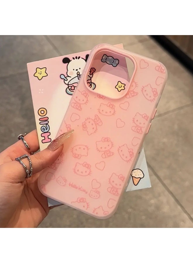 NIBEMINENT Dopamine Kitty Protective TPU Case Cover For iPhone 15 Pro Max, Pink