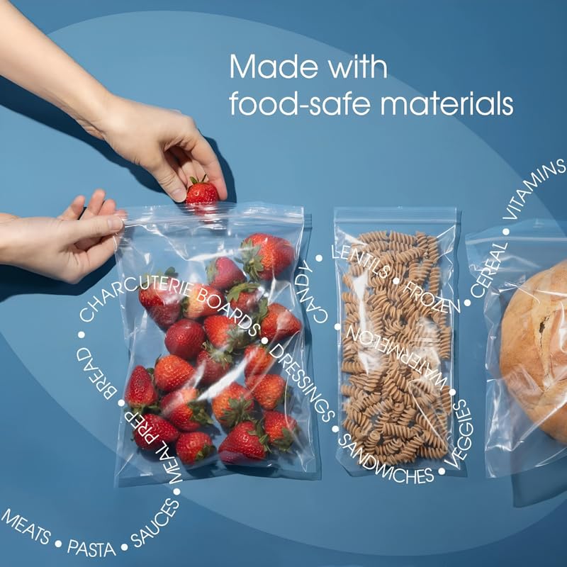 VELEXE Plastic Transparent Zip Lock Pouch - Pack of 100 (4x5 Inch) | Resealable, Durable, Food-Grade Storage Bags | Eco-Friendly & Reusable Pouches for Snacks, Travel, Organization, and More - Image 3