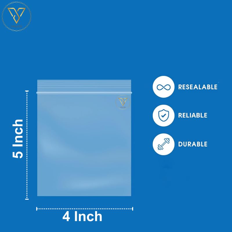 VELEXE Plastic Transparent Zip Lock Pouch - Pack of 100 (4x5 Inch) | Resealable, Durable, Food-Grade Storage Bags | Eco-Friendly & Reusable Pouches for Snacks, Travel, Organization, and More - Image 2