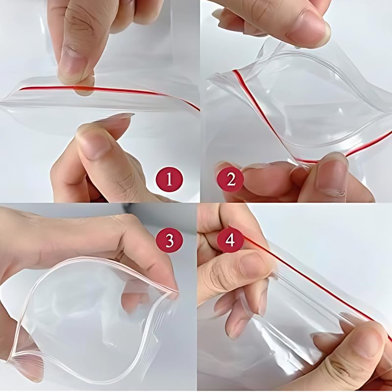 VELEXE Plastic Transparent Zip Lock Pouch - Pack of 100 (4x5 Inch) | Resealable, Durable, Food-Grade Storage Bags | Eco-Friendly & Reusable Pouches for Snacks, Travel, Organization, and More - Image 4