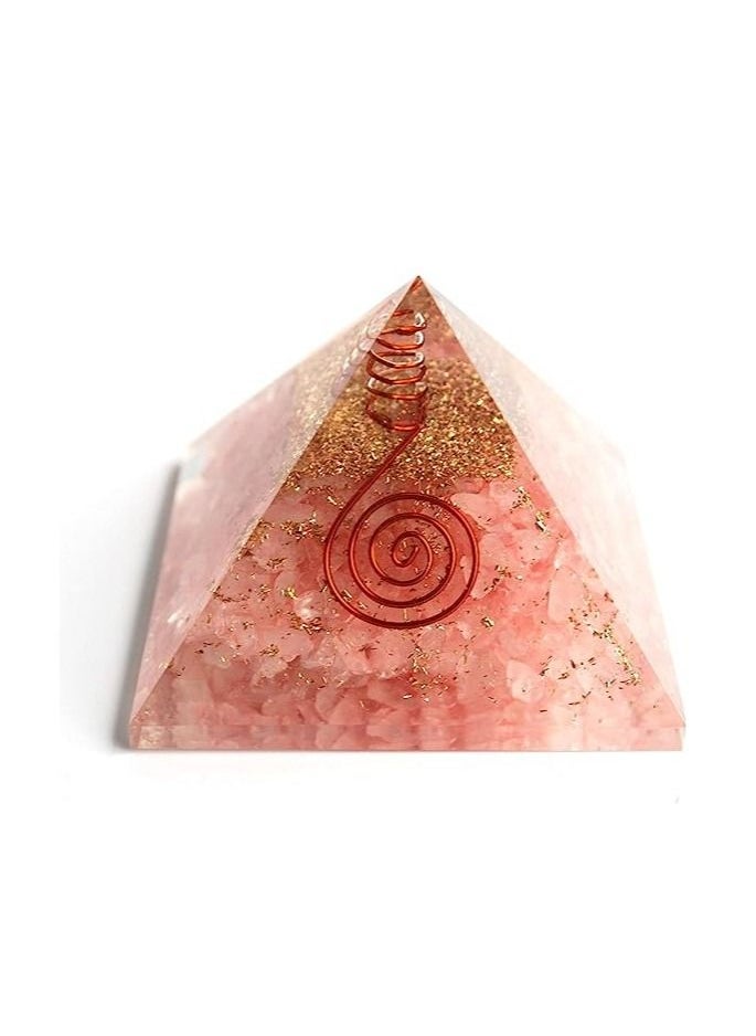 REBUY REBUY Quartz Orgone Pyramid Orgonite Crystal Healing Stone for Home and Office Decor (40mm, Rose)  - Image 1
