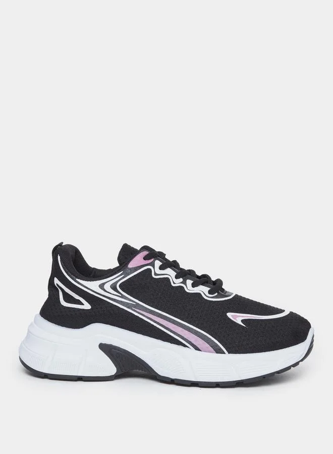 ستايلي Styli Chunky Sole Lace Up Sneakers