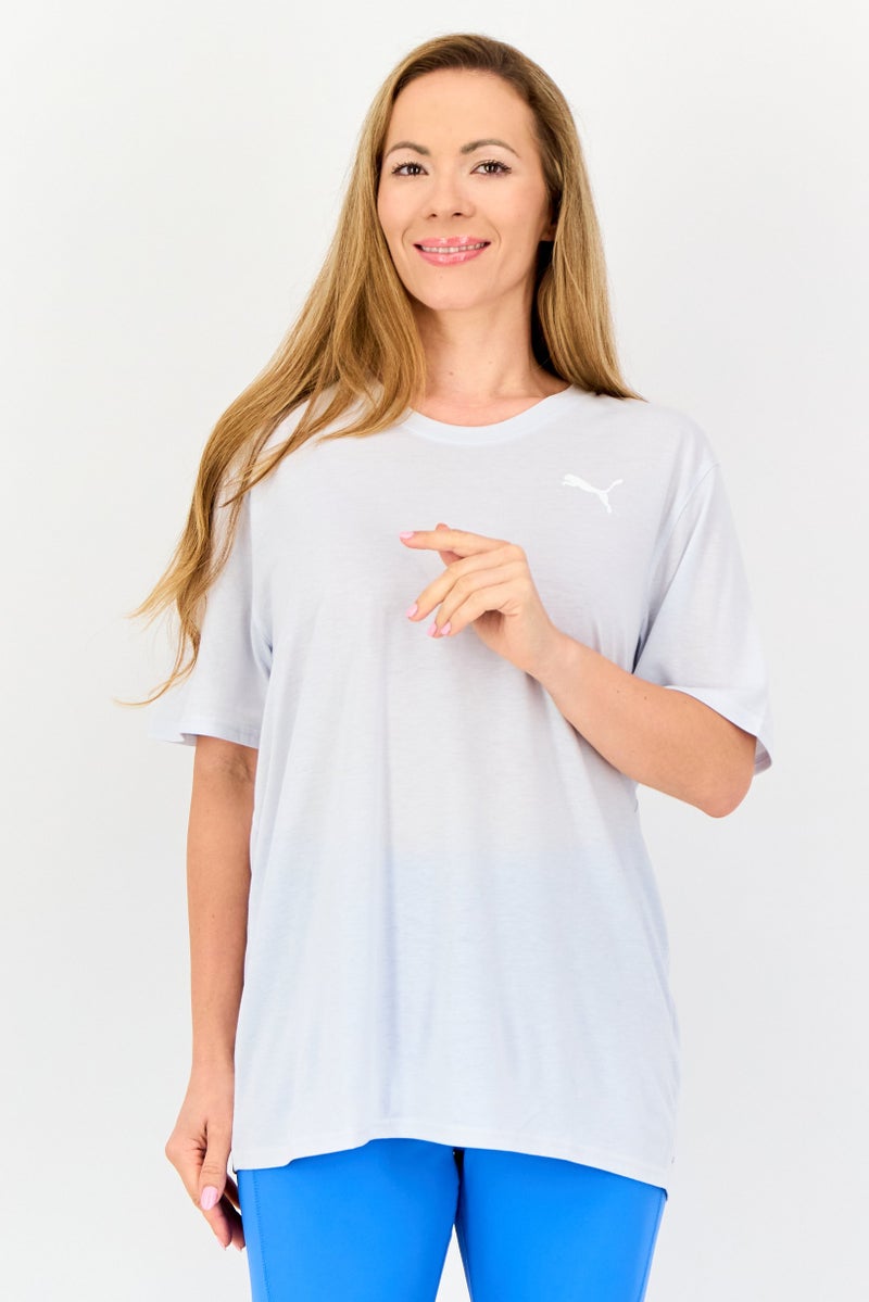 PUMA تي شيرت تدريب قصير الأكمام للنساء، رمادي فاتح - Image 1