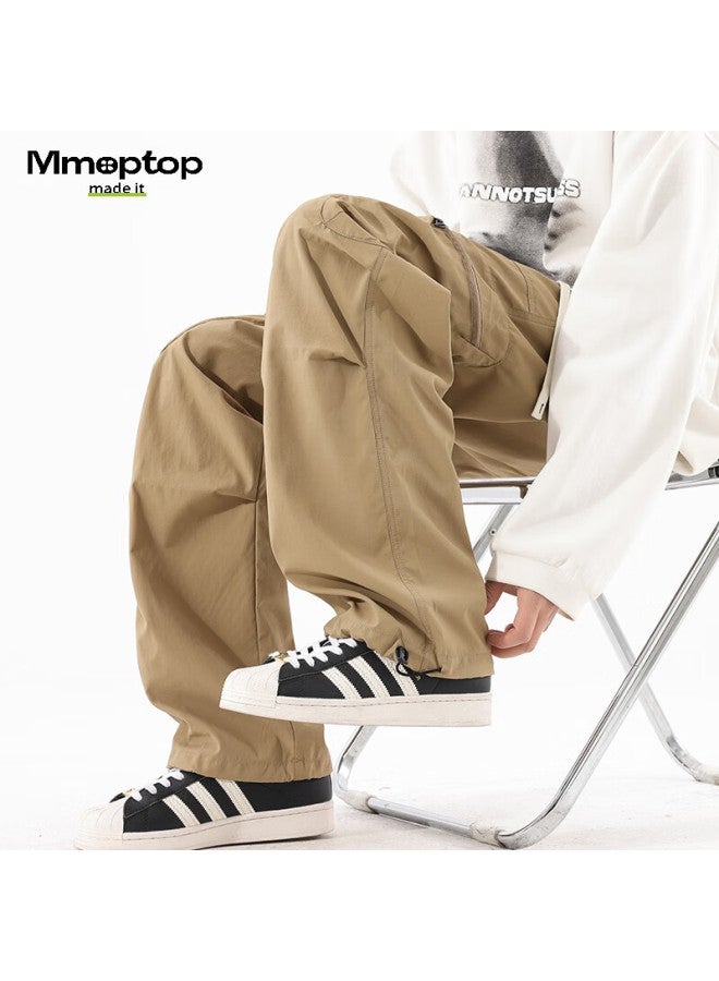 Mmoptop American-style Multi-pocket Cargo Pants For Men, Spring And Summer Style, Cool Paratrooper Straight-leg Casual Trousers Mxxk10 Khaki XL - Image 1