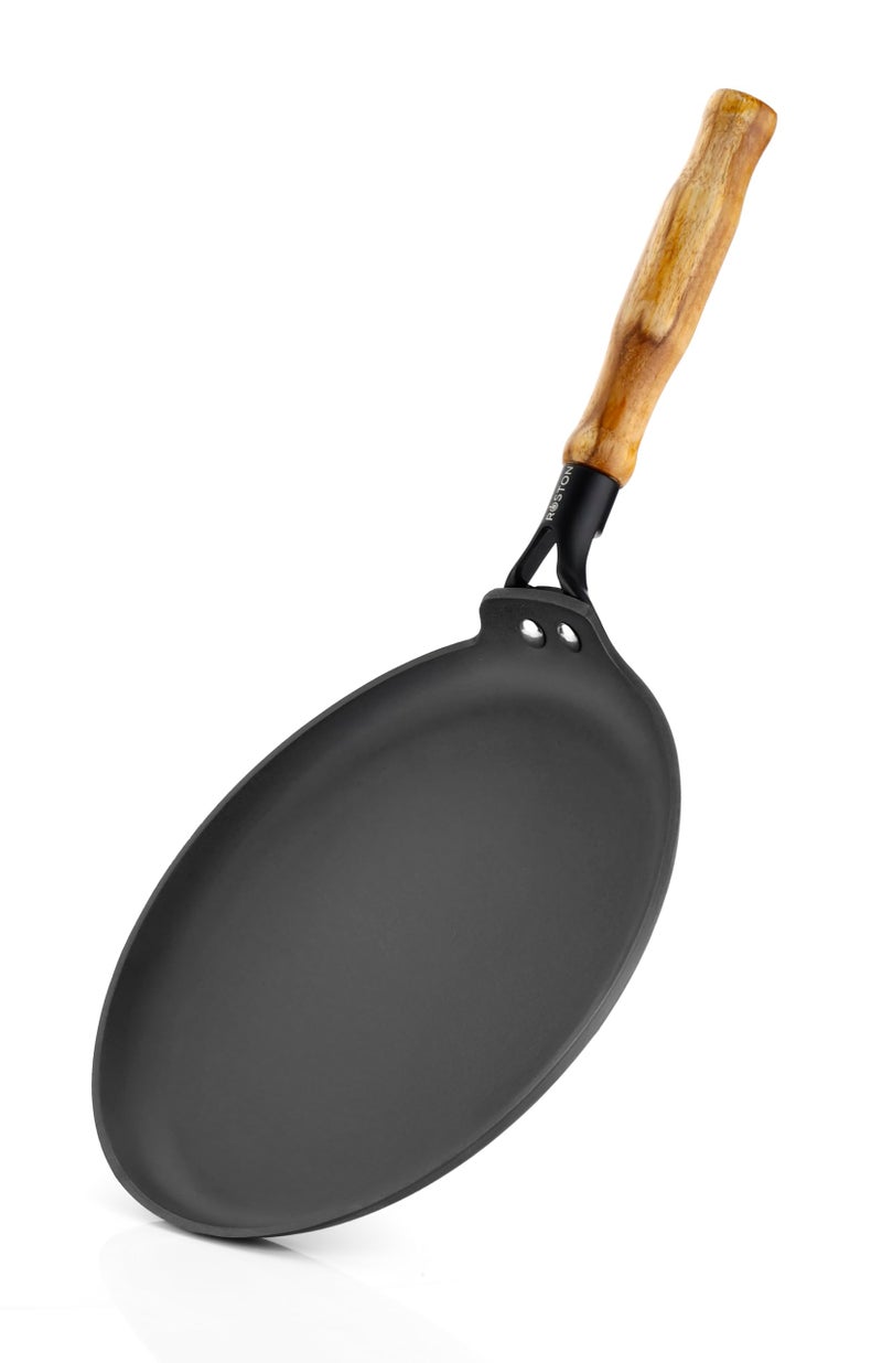 ROSTON Cast Iron Dosa tawa with Wooden Handle ppre Seasoned Light Weight tawa for rotia and dosa kallu uttapam Induction and Gas Friendly. - Image 4