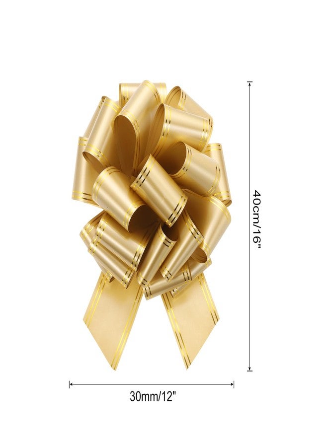 MECCANIXITY 12 Inch Giant Large Pull Bow Big Metallic Car Bows Ribbon with Gold Edge for Wedding Presents Gift Wrapping Christmas, Gold - Image 2