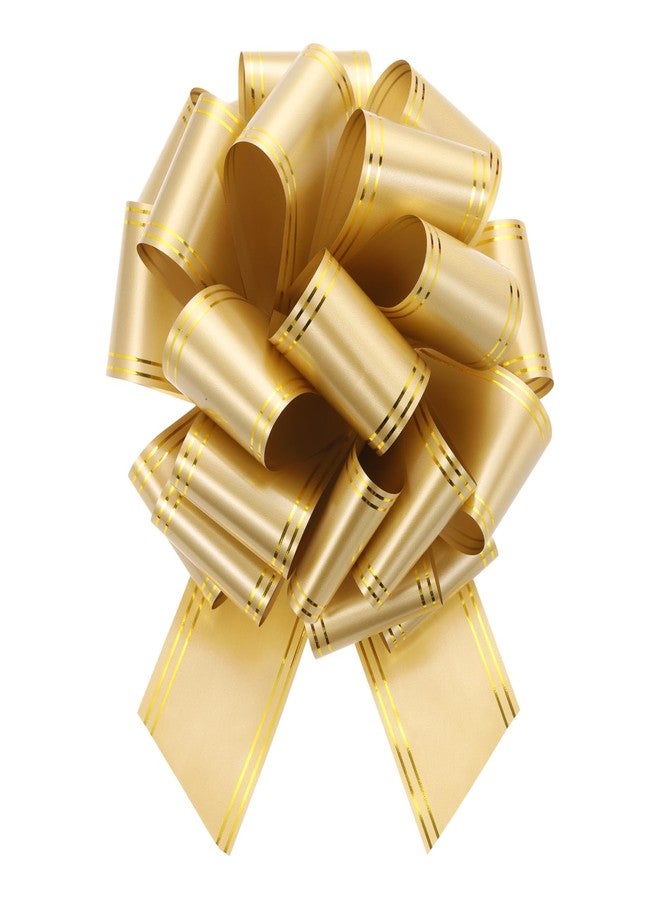MECCANIXITY 12 Inch Giant Large Pull Bow Big Metallic Car Bows Ribbon with Gold Edge for Wedding Presents Gift Wrapping Christmas, Gold - Image 1