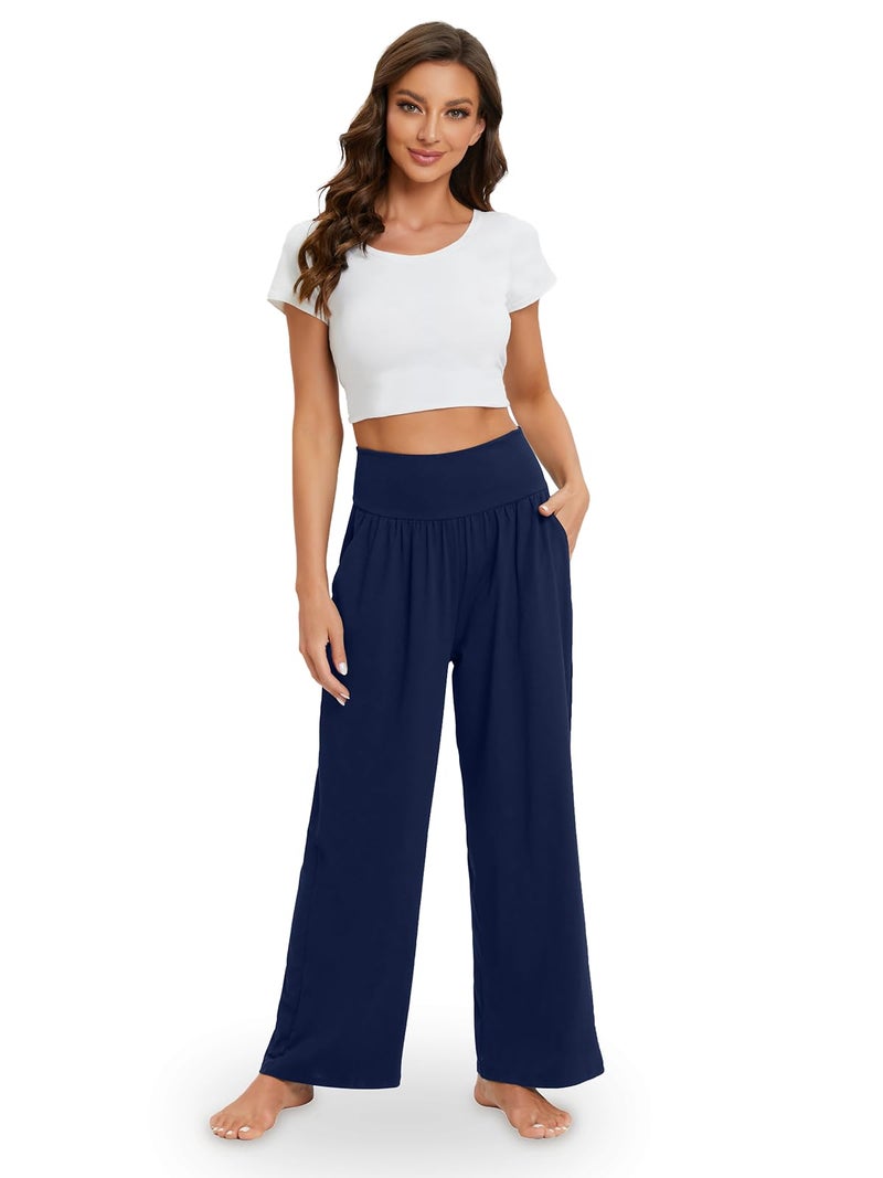 Gracyoga Wide Leg Yoga Pants for Women Casual Loose Cozy Sweatpants High Waisted Lounge Pajama Flowy Pants With Pockets - Image 5