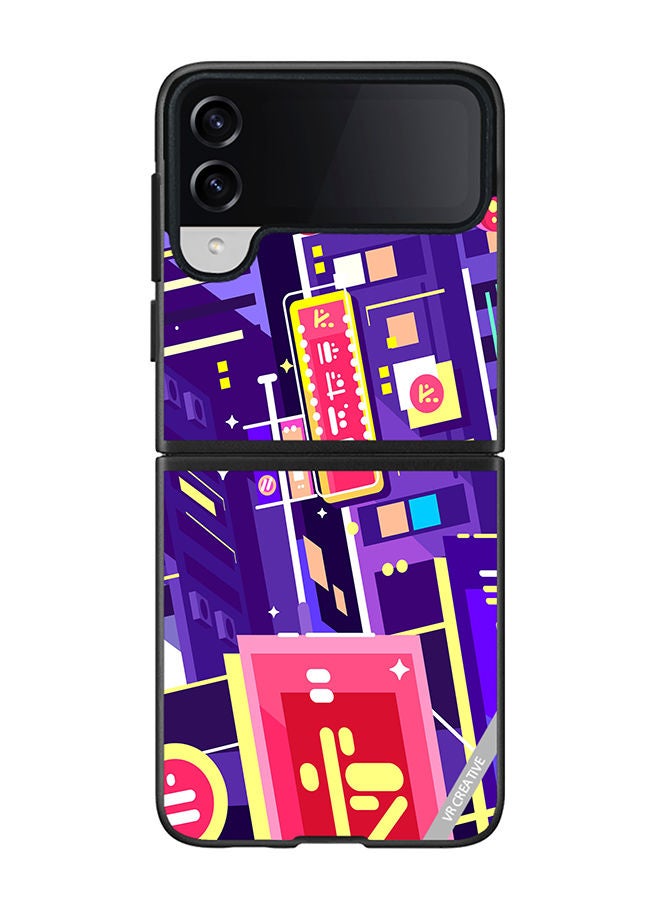 VR CREATIVE Protective Case Cover For Samsung Galaxy Z Flip4 Evening Chinesse City Design Multicolour - Image 1
