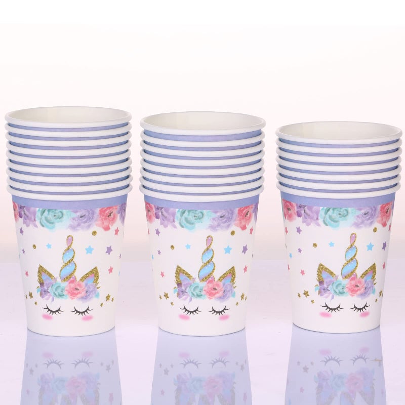 LIUGUSUN Unicorn Party Supplies Rainbow Unicorn Plates and Napkin Sets for Baby Shower First Girls Birthday Party Decorations Afternoon Tea Pool Garden Partyï¼ŒServes 24 - Image 3