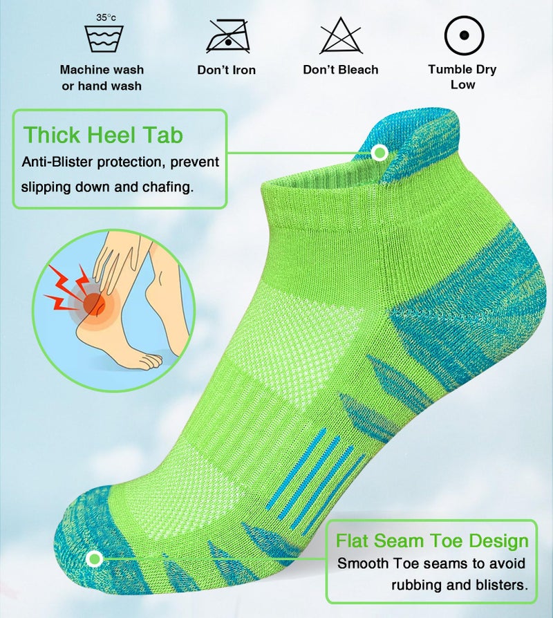 Heyoboy Womens Ankle Anti-blister Thick Cushioned Wicking Odor Resist Athletic Running Socks, Size 9-11, Colorful 5 Pairs - Image 3