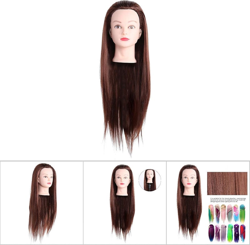 Practice Hair Mannequin Head, Salon Training Head Mannequin with Look and Feel High Temperature Hairdressing Practice Tools for Hair Styling Practice (plastic 4) - Image 3