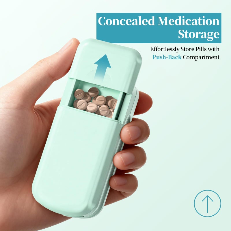 Daviky Pill Cutter Splitter for Small & Tiny Pills, Dual Safety Blades, Adjustable Centering Slot, Precise 1/2 1/3 1/4 Tablet Cutter, Built-in Storage, Portable & Senior-Friendlyï¼ˆGreenï¼‰ - Image 5