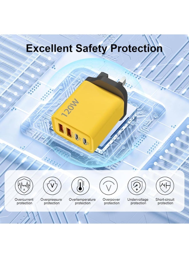 120W Fast Charger with 5 Ports (3PD + 2USB), Multiport Wall Charger Adapter for Mobile, Laptop & Tablet – Super Fast Charging Travel Charger – UK Plug - Image 2