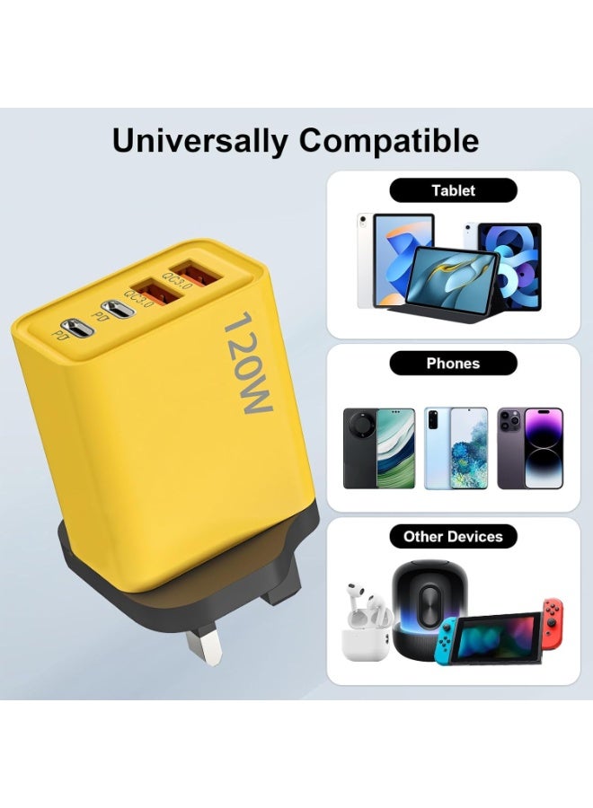 120W Fast Charger with 5 Ports (3PD + 2USB), Multiport Wall Charger Adapter for Mobile, Laptop & Tablet – Super Fast Charging Travel Charger – UK Plug - Image 4