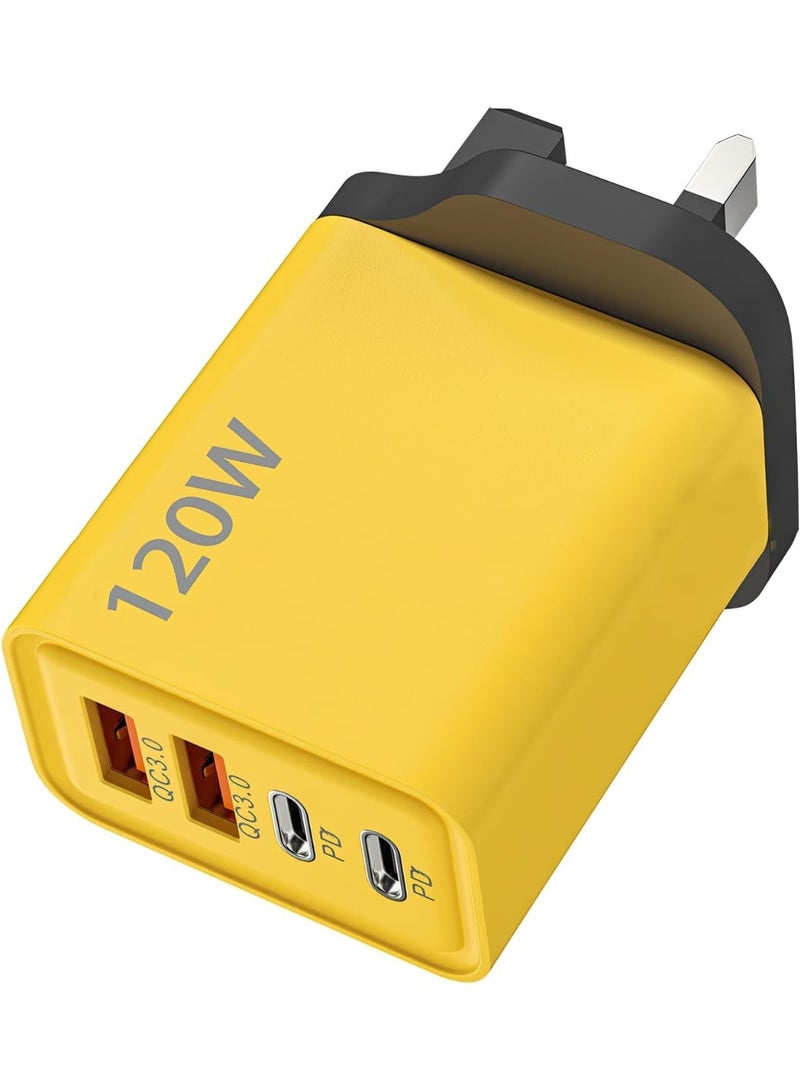 120W Fast Charger with 5 Ports (3PD + 2USB), Multiport Wall Charger Adapter for Mobile, Laptop & Tablet – Super Fast Charging Travel Charger – UK Plug - Image 1