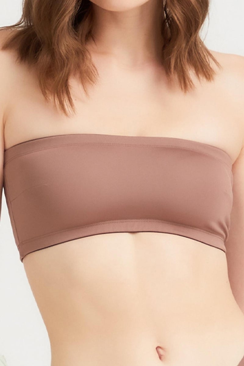 COTTONHILL Brown Strapless Crop Top Bustier  - Image 1