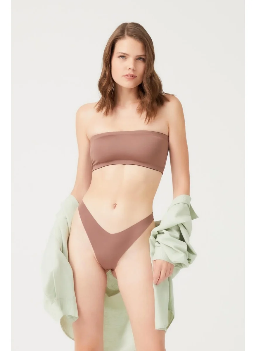 COTTONHILL Brown Strapless Crop Top Bustier