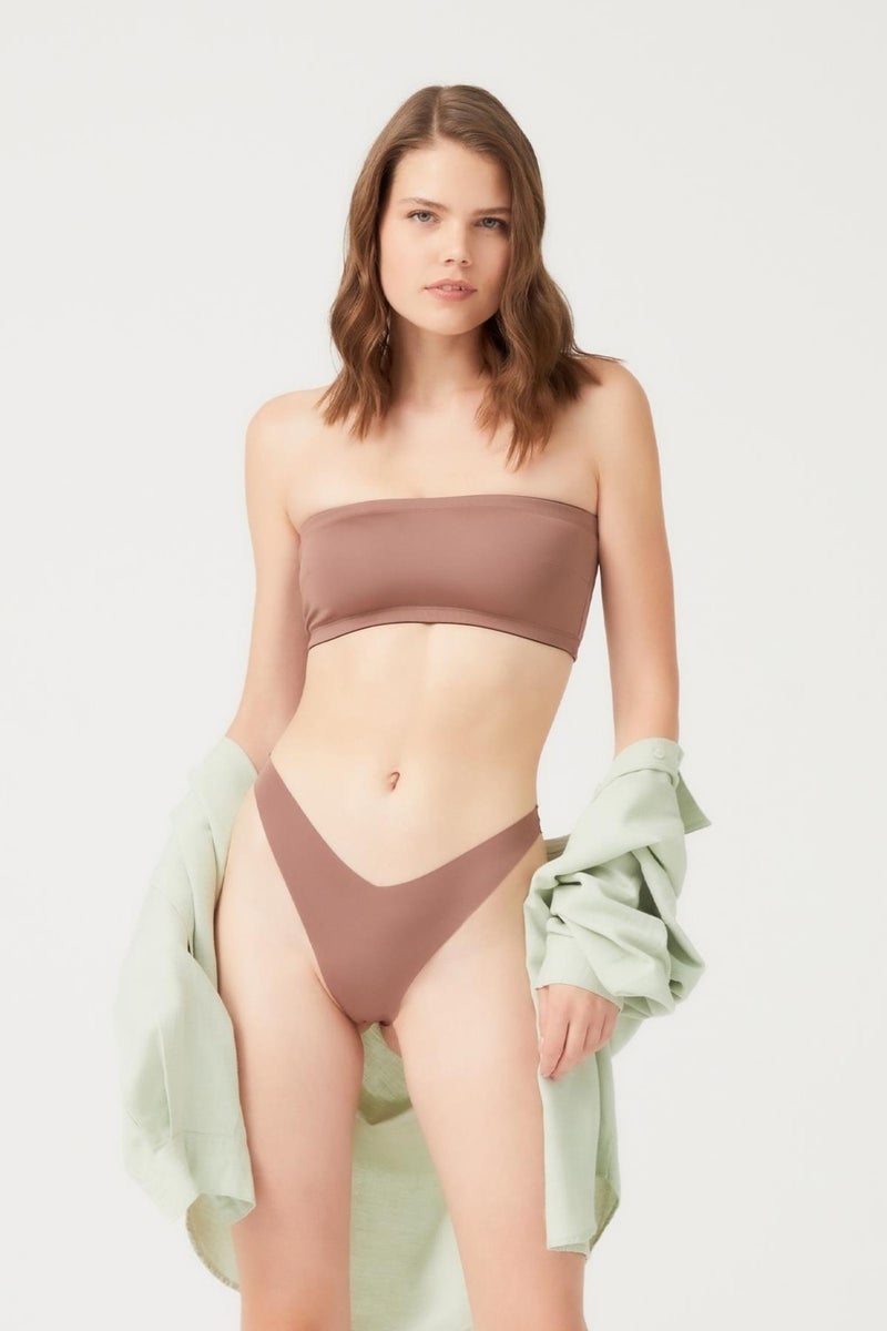 COTTONHILL Brown Strapless Crop Top Bustier  - Image 3