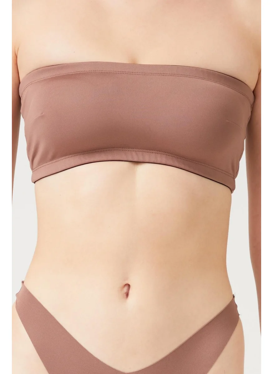 COTTONHILL Brown Strapless Crop Top Bustier