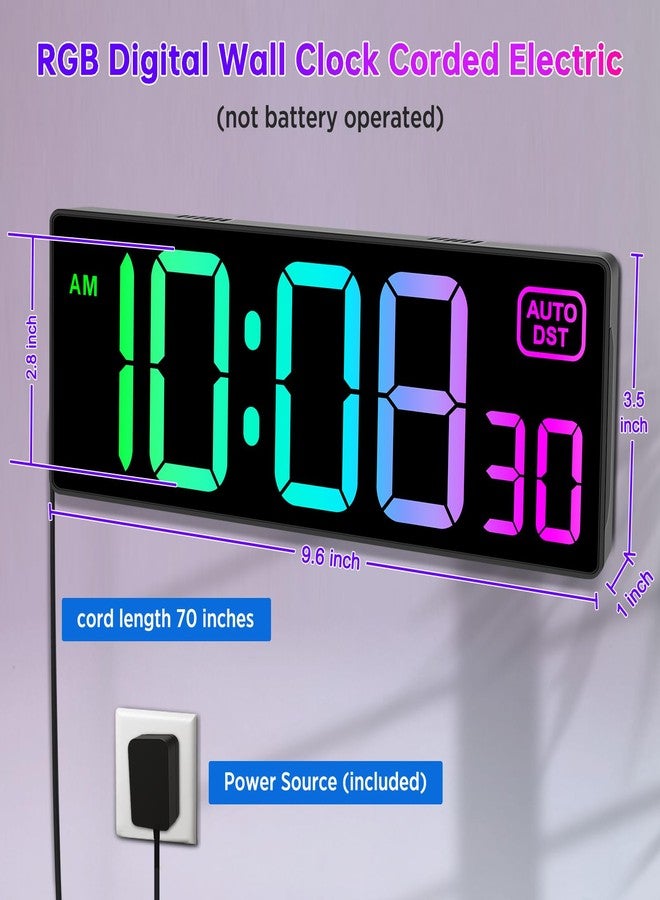 سو بيست ساعة حائط رقمية من سوبست - 10 بوصة RGB مع ثواني تلقائية وتوقيت صيفي - Image 4