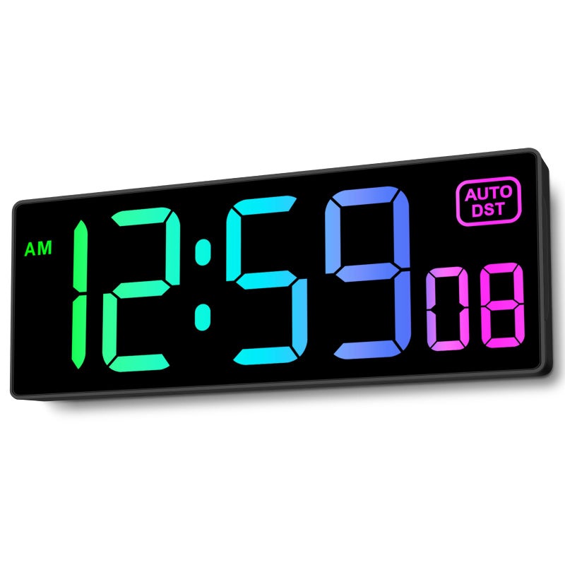 سو بيست ساعة حائط رقمية من سوبست - 10 بوصة RGB مع ثواني تلقائية وتوقيت صيفي - Image 1