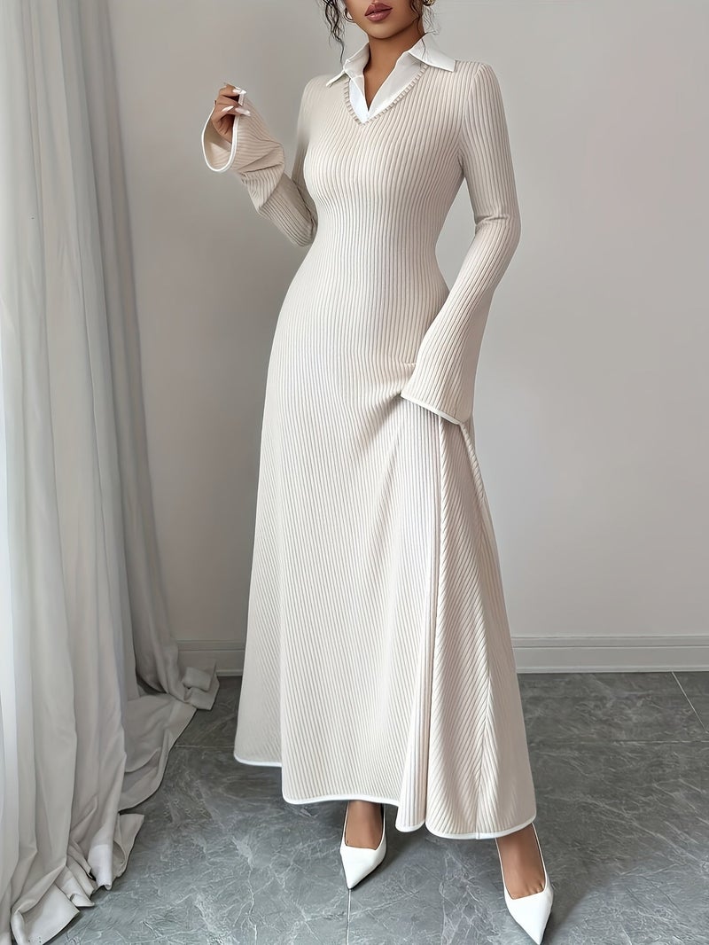 Autumn And Winter New Small Pit Strip Long-Sleeved Warm Comfortable Elegant Dress [Nian Nian] - Image 4