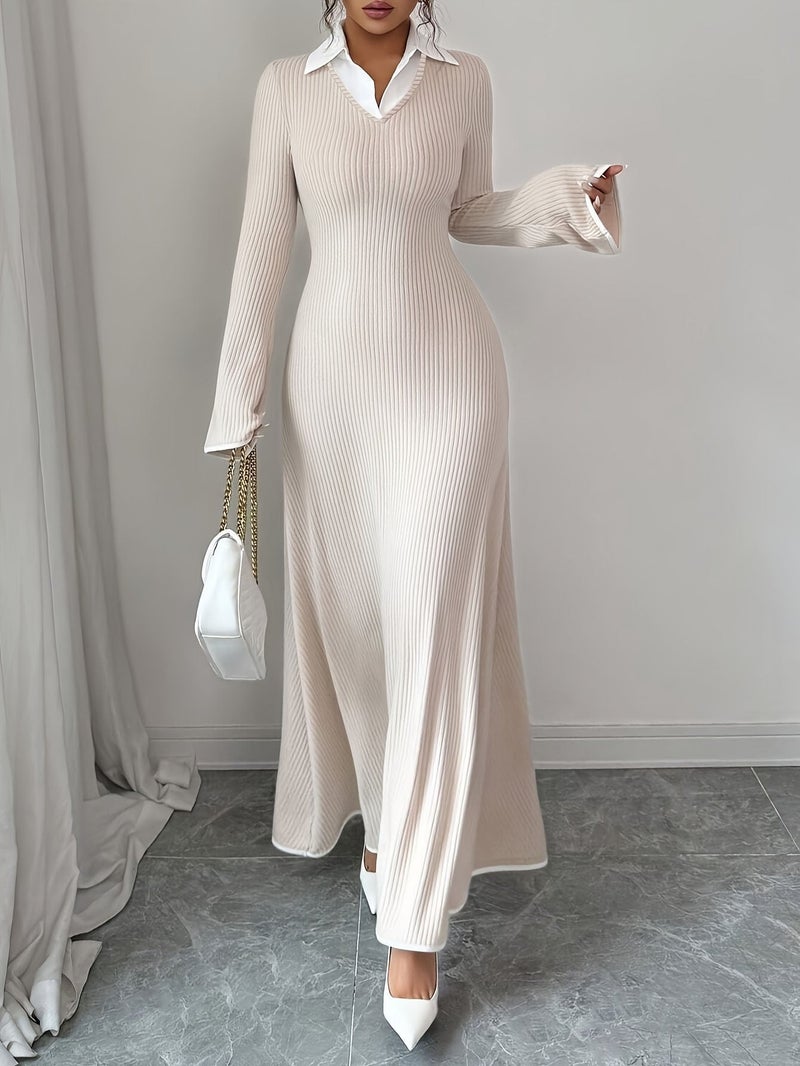 Autumn And Winter New Small Pit Strip Long-Sleeved Warm Comfortable Elegant Dress [Nian Nian] - Image 3