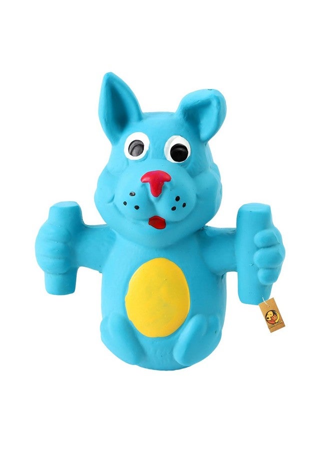 لعبة صرير للكلاب مصنوعة من مطاط اللاتكس الطبيعي (أزرق) | للكلاب الصغيرة والمتوسطة والجراء | متينة، بتصميم حيواني، لعبة آمنة للمضغ والإحضار | تقلل من قلق الانفصال - Image 1