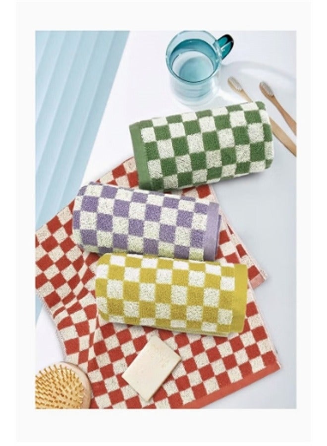 SYOSI Checkered Cotton Towels, Face Hand Towels Soft Absorbent for Bathroom, Spa, Gym, Kitchen, 4 Pcs Towel Set Checkered, 13 x 29 Inches, Colors - Image 3