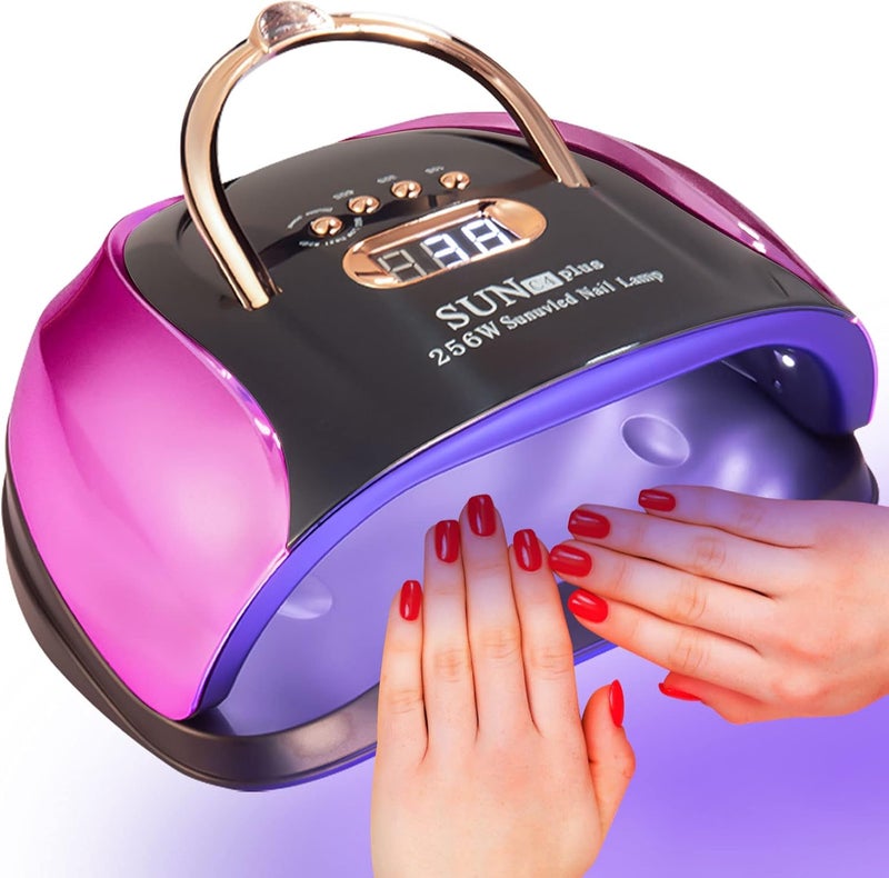 MUSERAY UV LED Nail Light, 256W High Power Gel Light, 4 Timer Settings and Professional Manicure Lamp with Automatic Sensor (Comes with 9 Free Gifts)
