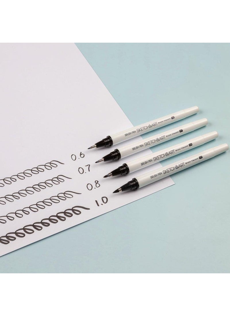 Bruno Visconti Sketch Art 4-pack Brush Pen Black 36-0030  - Image 1