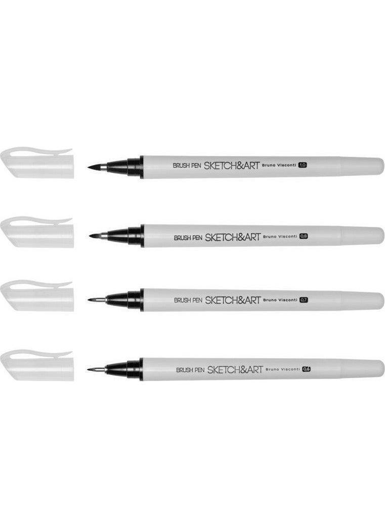 Bruno Visconti Sketch Art 4-pack Brush Pen Black 36-0030  - Image 4