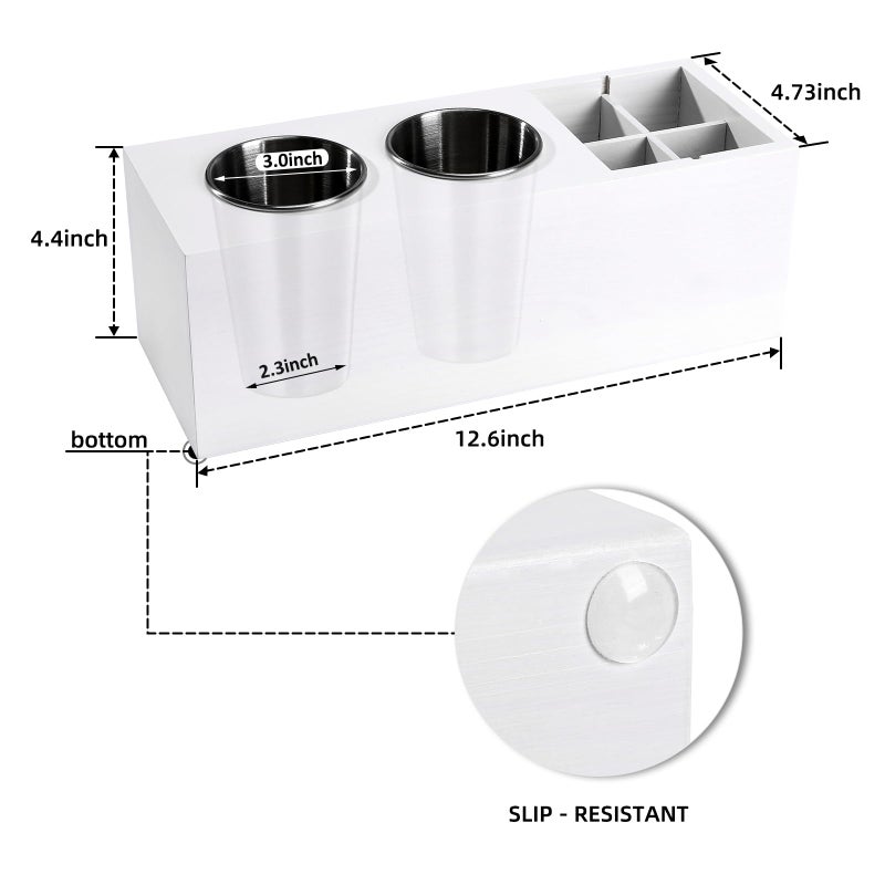 RAIKEDR Hair Dryer Countertop Holder  Hair Tool Organizer Wall Mount  Blow Dryer Holder Cabinet Door Organizer  Bathroom Countertop Blow Dryer Holder And Curling Iron Holder (Cedar Wood  White) - Image 2