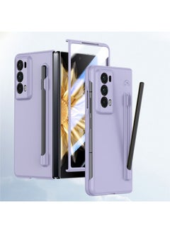Case Cover For Honor Magic V2 Integrated Skin Feel PC Phone Case with Pen / Pen Box Purple